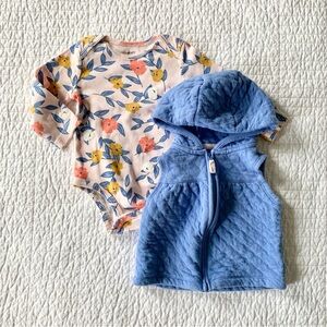 Carter’s 2-Piece Vest and Bodysuit Set - Baby Girl Size 13 Months - Blue, Pink